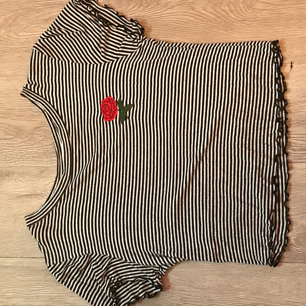 Striped rose crop top